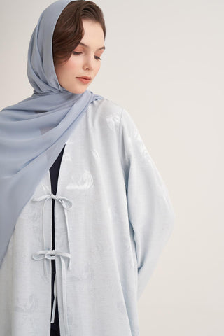 Mila Linen Abaya & Scarf – Light Blue
