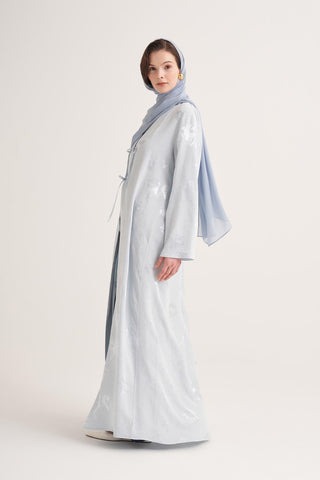 Mila Linen Abaya & Scarf – Light Blue