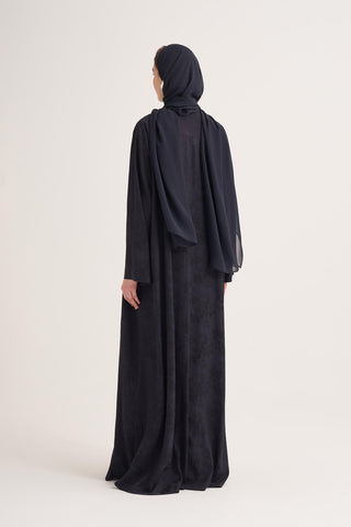 Mila Linen Abaya & Scarf –  Navy