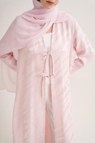 Mila Linen Abaya & Scarf – Pink