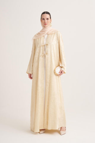 Mila Linen Abaya & Scarf – Yellow