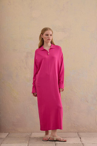 Mirena Mercerized Knit Dress – Fuchsia