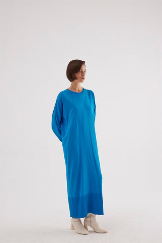 Nalia Mercerized Knit Dress – Blue