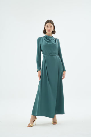 Natali Draped Dress – Emerald
