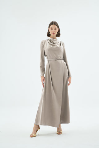 Natali Draped Dress – Stone