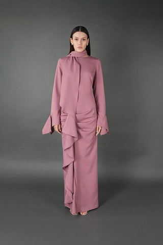 Nerea Crepe-Detail Dress — Pink