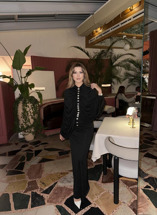 Nerelle Draped Dress — Black