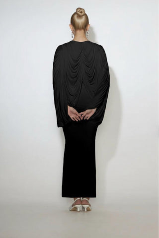 Nerelle Draped Dress — Black