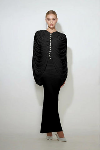 Nerelle Draped Dress — Black