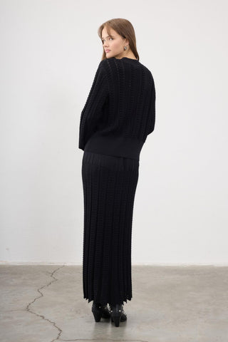 Nino Textured Knit Skirt – Black