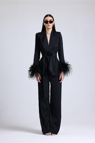 Obsidian Feather-Sleeve Set — Black