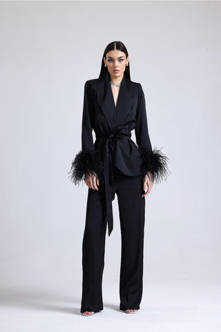 Obsidian Feather-Sleeve Set — Black