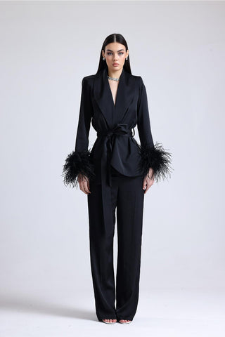 Obsidian Feather-Sleeve Set — Black