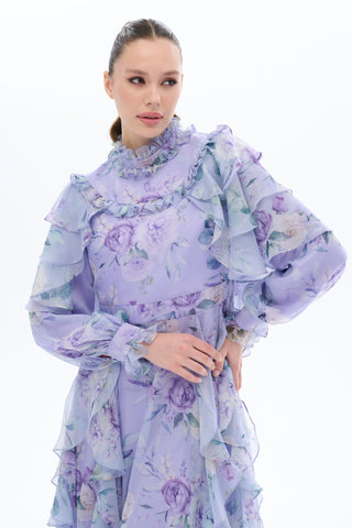 Ruffle Layered Maxi Dress - Lilac
