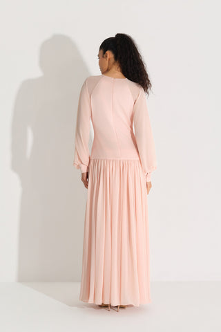 Front Bow Detail Crepe Dress – Peach