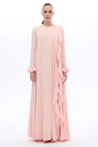 Ruffled Panel Dress – Powder