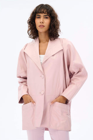 Oversized Leather Jacket – Pink