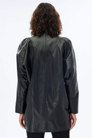Oversized Leather Jacket – Black