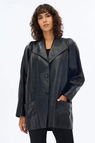 Oversized Leather Jacket – Black