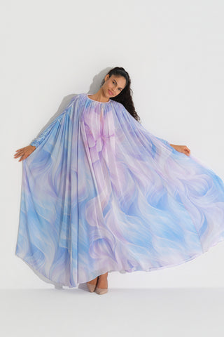 Panel Floral Print Chiffon Dress – Lilac