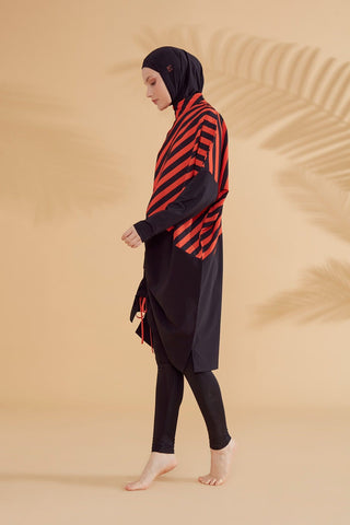 Woven Black Burkini Modest Swimwear M2307