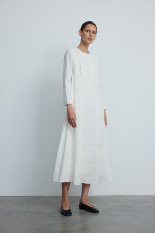 Relaxed Fit Linen Maxi Dress - White