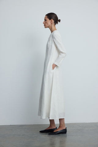 Relaxed Fit Linen Maxi Dress - White