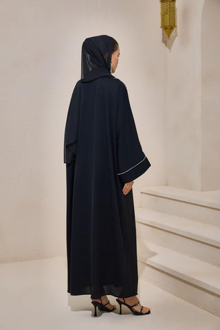 Pearl Line Abaya Set - Black