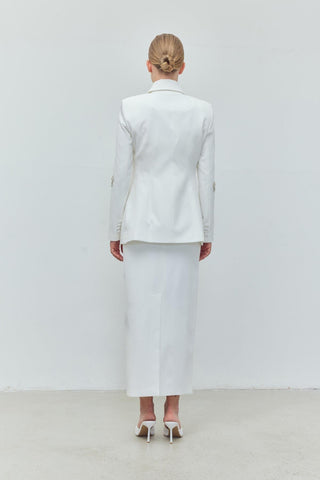 Pearl Majesty Embellished Skirt Set – White