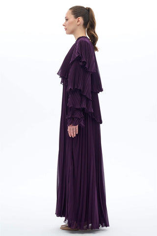 Pleated Layered Dress Set – Purple