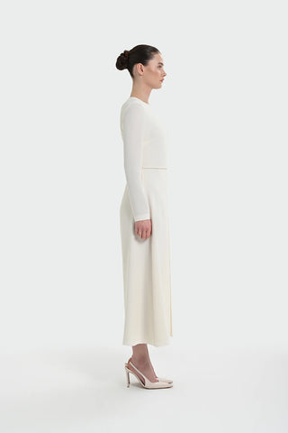 Pleated Belted Maxi Dress – Ecru