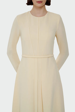 Pleated Belted Maxi Dress – Yellow