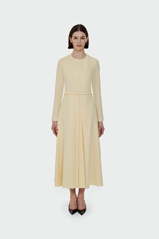Pleated Belted Maxi Dress – Yellow