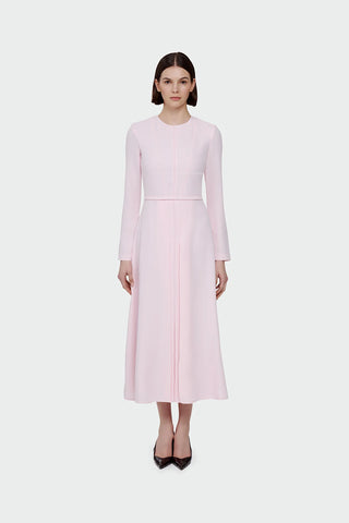 Pleated Belted Maxi Dress – Pink