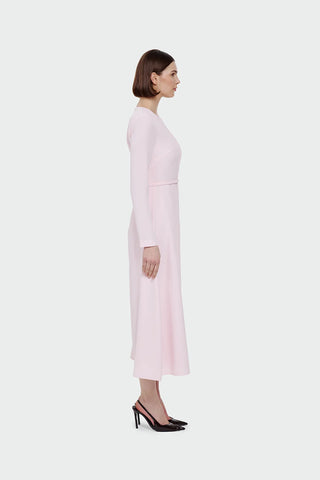 Pleated Belted Maxi Dress – Pink