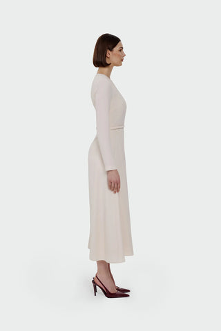 Pleated Belted Maxi Dress – Cream
