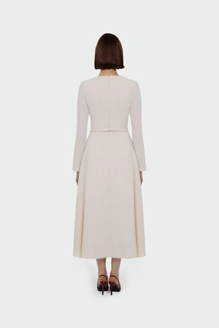 Pleated Belted Maxi Dress – Cream