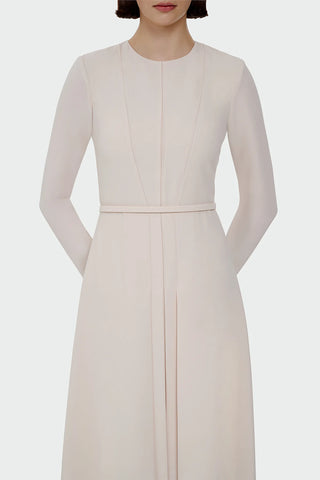 Pleated Belted Maxi Dress – Cream