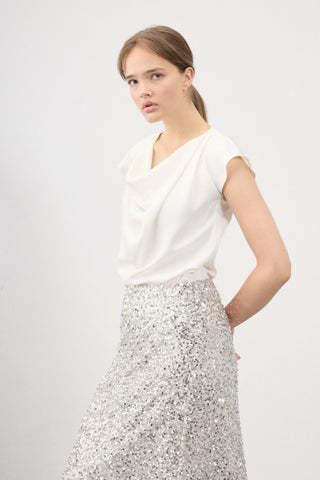 Pina Draped Blouse – Ecru