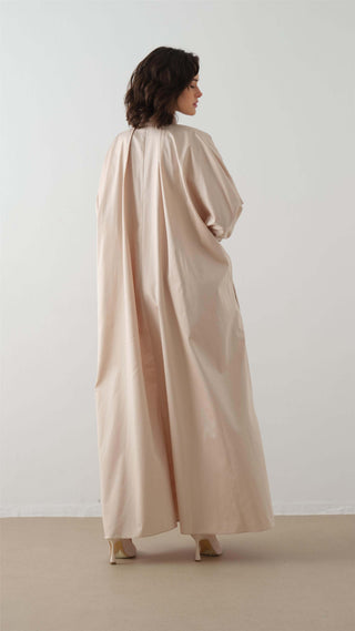 Платье-рубашка из поплина – бежевое