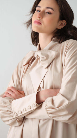 Платье-рубашка из поплина – бежевое