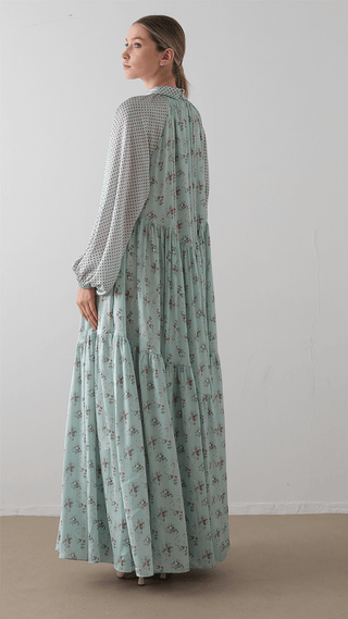 Bow Neck Chiffon Satin Dress – Mint