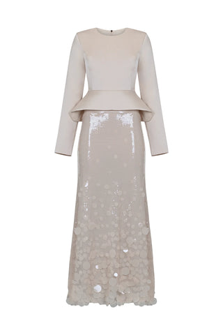 Sequin Embellished Maxi Skirt – Cream