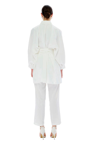 Puno Batwing Shirt with Belt – White