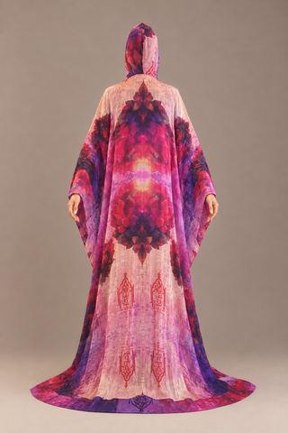 Rang Printed Hooded Abaya