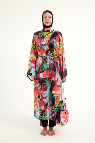 Rivamera Tropical Print Chiffon Kimono - RP2510
