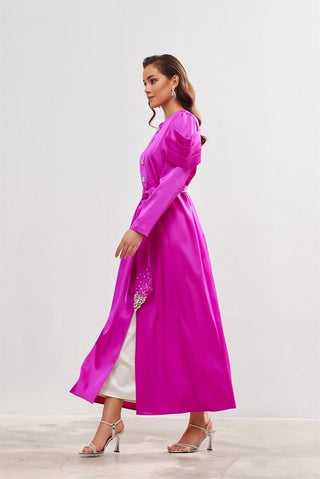 Roma Satin Abaya – Fuchsia