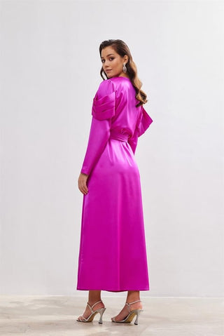 Roma Satin Abaya – Fuchsia
