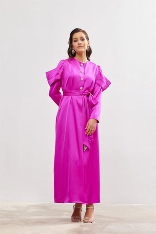 Roma Satin Abaya – Fuchsia