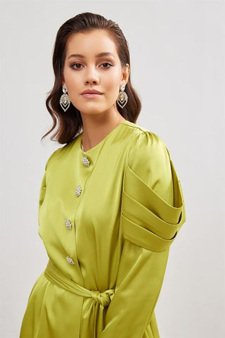 Roma Satin Abaya – Light Green